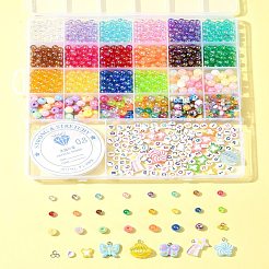 DIY Round & Flat Round with Letters Acrylic & Resin Bracelets Jewelry Making Kits&nbsp;DIY-FS0007-44
