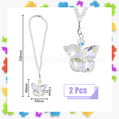 Butterfly Glass Car Hanging Pendant&nbsp;HJEW-DC0001-04