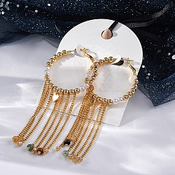Brass Tassel Hoop Earrings&nbsp;EJEW-R014-12G