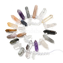 Natural Rose Quartz & Quartz Crystal & Tiger Eye & Labradorite & Black Agate & Red Jasper Beads Strands&nbsp;G-H247-06B