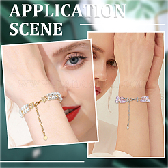 10Pcs 2 Colors Brass Micro Pave Clear Cubic Zirconia End with Chains&nbsp;KK-BBC0019-09