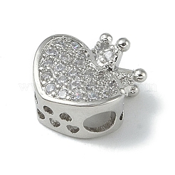 Rack Plating Brass Micro Pave Clear Cubic Zirconia Beads&nbsp;KK-A220-09P