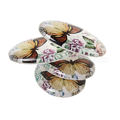 Butterfly Printed Glass Oval Cabochons&nbsp;X-GGLA-N003-18x25-C42