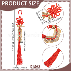 4Pcs Polyester Tassel & Chinese Knot Pendant&nbsp;HJEW-UN0001-31