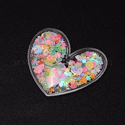 Heart PVC & Plastic Sequin Shaker Cabochons&nbsp;KY-CJC0006-01