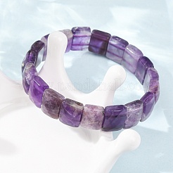 Natural Amethyst Beaded Stretch Bracelets for Unisex&nbsp;G-K303-02D
