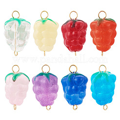 8Pcs 8 Styles Handmade Lampwork Grapes Connector Charms&nbsp;PALLOY-TAC0156