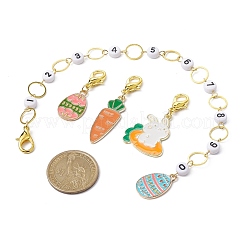 11 Style Easter Theme Acrylic Beaded Knitting Row Counter Chains & Locking Stitch Markers Kits&nbsp;HJEW-JM01432