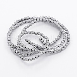 Electroplate Non-magnetic Synthetic Hematite Frosted Round Beads Strands&nbsp;G-N0014-2mm-21