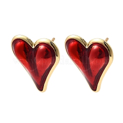 Heart Brass Enamel Stud Earrings&nbsp;EJEW-K276-12G