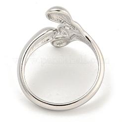 Non-Tarnish 304 Stainless Steel Leaf Open Cuff Ring for Women&nbsp;RJEW-A043-13P