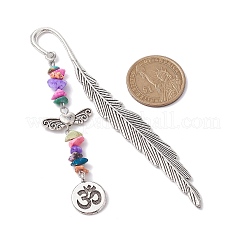 Tibetan Style Alloy Feather Bookmark&nbsp;AJEW-JK00310-01