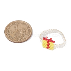 Christmas Glass Seed Beads Finger Rings for Women&nbsp;RJEW-MZ00029-02