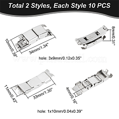 20 Sets 2 Styles Rectangle 201 Stainless Steel Watch Band Clasps&nbsp;STAS-DC0011-60