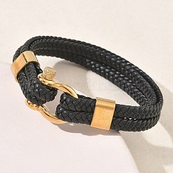 Braided Microfiber Leather Cord Double Bracelets&nbsp;BJEW-C153-01C