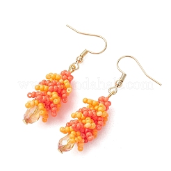 304 Stainless Steel Glass Seed Beads Tree Dangle Earrings&nbsp;EJEW-MZ00738