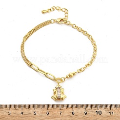 Brass Micro Pave Clear Cubic Zirconia Charm Bracelets&nbsp;BJEW-U020-19G
