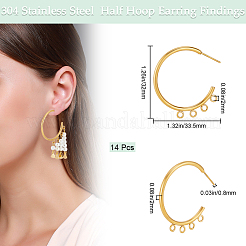14Pcs 304 Stainless Steel Stud Earring Findings&nbsp;STAS-BBC0004-19