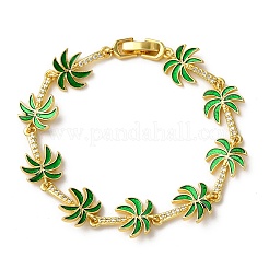 Ocean Theme Brass Cubic Zirconia with Enamel Link Bracelets for Women&nbsp;BJEW-F514-01C-G