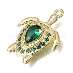Brass Micro Pave Green Cubic Zirconia Pendants&nbsp;KK-K427-48G