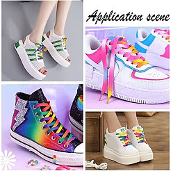 3 Pairs 3 Style Tie-Dye Style Flat Smooth Polyester Shoelaces&nbsp;FIND-GF0004-70C