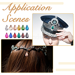 96Pcs 12 Colors Teardrop Sew on Rhinestone&nbsp;RGLA-DC0001-04