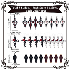 24Pcs 6 Styles Alloy Rhinestone Pendant&nbsp;DIY-SC0025-30