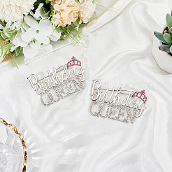 2Pcs Birthday Queen Rhinestone Pins&nbsp;JEWB-SP0001-11P
