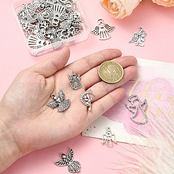 50Pcs 8 Styles Tibetan Style Alloy Moon with Fairy Pendants&nbsp;FIND-YW0005-15
