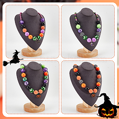 4Pcs 4 Styles Halloween Theme ABS Plastic Imitation Pearl & Acrylic & Resin Beaded Necklaces Set&nbsp;NJEW-AB00008