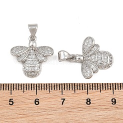Brass Micro Pave Clear Cubic Zirconia Pendants&nbsp;ZIRC-I036-25P