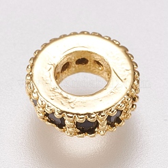 Brass Micro Pave Cubic Zirconia Bead Spacers&nbsp;ZIRC-K074-12-01G