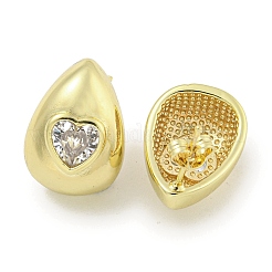 Brass Micro Pave Cubic Zirconia Stud Earrings for Women&nbsp;EJEW-E312-01E-G