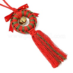 Handmade Macrame Cotton Christmas Wreath Pendant Decoration&nbsp;HJEW-JM02654-02