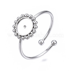 Non-Tarnish 304 Stainless Steel Open Cuff Finger Ring Cabochon Settings&nbsp;STAS-T060-13P