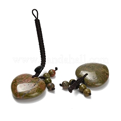 Heart Natural Unakite Pendant Decorations&nbsp;G-K353-07A