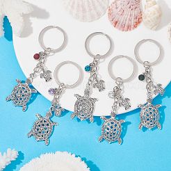 12Pcs 12 Colors Tortoise Alloy Pendant Keychain&nbsp;KEYC-JKC00702
