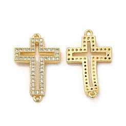 Brass Micro Pave Clear Cubic Zirconia Connector Charms&nbsp;LS-KK-E068-VB326