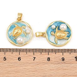 Brass Enamel Pendants&nbsp;KK-CBAEBFB-06G-01