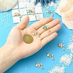 8Pcs 2 Colors Brass Micro Pave Cubic Zirconia Pendants&nbsp;KK-CJ0004-32