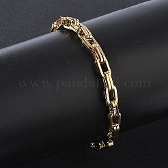 304 Stainless Steel Double Rectangle Link Chain Bracelets&nbsp;SA-CBA2696-05G