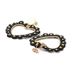 PVD Vacuum Plating 304 Stainless Steel Heart Dangle Stud Earrings&nbsp;STAS-D058-01G-01