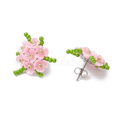 304 Stainless Steel Flower Stud Earrings&nbsp;EJEW-MZ00457-04