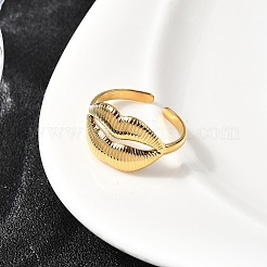 304 Stainless Steel Lip Cuff Rings for Women&nbsp;RJEW-Z110-01G
