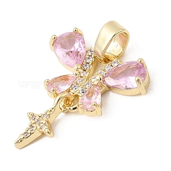 Brass Micro Pave Cubic Zirconia Pendants&nbsp;KK-C141-03G