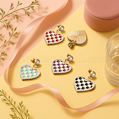 4 Pairs 4 Colors Alloy Enamel Dangle Stud Earrings&nbsp;EJEW-HY0001-22