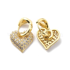 Clear Cubic Zirconia Heart Dangle Hoop Earrings&nbsp;EJEW-G333-01G-1