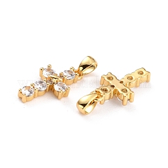Brass Micro Pave Cubic Zirconia Pendants&nbsp;ZIRC-P089-21G