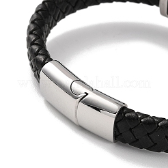 Men's Braided Black PU Leather Cord Bracelets&nbsp;BJEW-K243-32AS