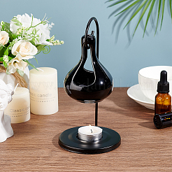 Ceramic Teardrop Candle Holder Oil Burner with Iron Rack&nbsp;DJEW-WH0015-116B